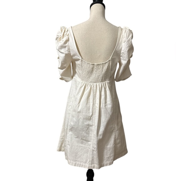 Free People Cheyenne Denim Mini Dress in Ivory - SMALL NWT - Picture 9 of 13